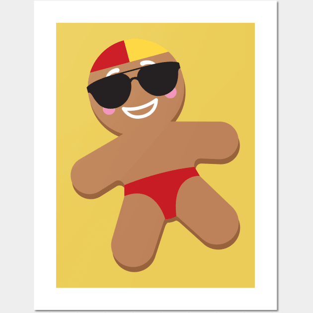 Christmas gingerbread man surf lifesaver Wall Art by creativemonsoon